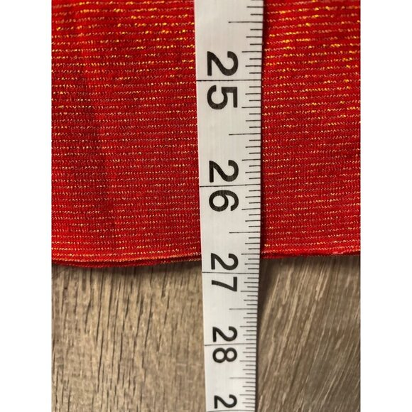 Verve Red Sleeveless Gold Metallic Thread Ruffle Shell Tank Top Sz L - Picture 9 of 9